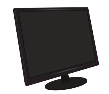 Beyaz arkaplandaki monitör. Çizgi film. Görüntü.