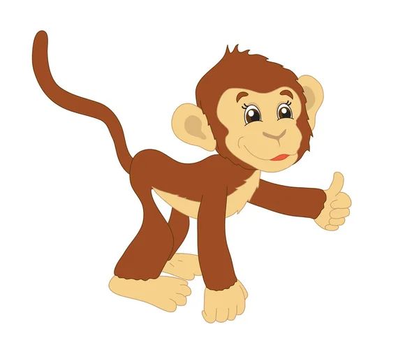 Μαϊμού Λευκό Φόντο Γελοιογραφία Εικονογράφηση — Φωτογραφία Αρχείου