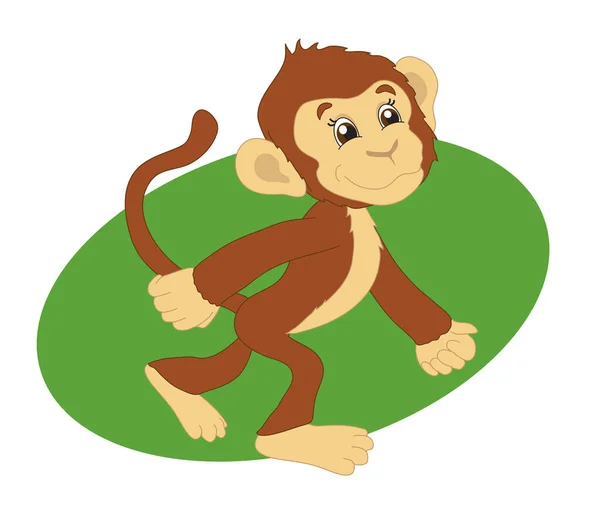 Scimmia Sfondo Verde Cartone Animato Illustrazione — Foto Stock