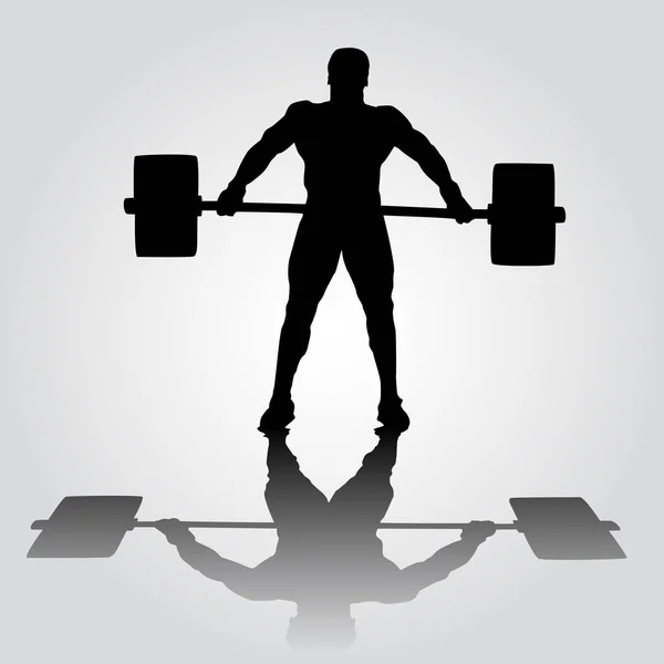 La silhouette dell'atleta sta facendo esercizio di strappare. sollevamento pesi — Vettoriale Stock