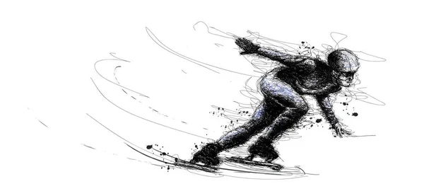 Vektör Kayak Karalama Karalamak Çizimde Xxiii Kış Oyunları Stil Olimpiyat Telifsiz Stok Vektörler