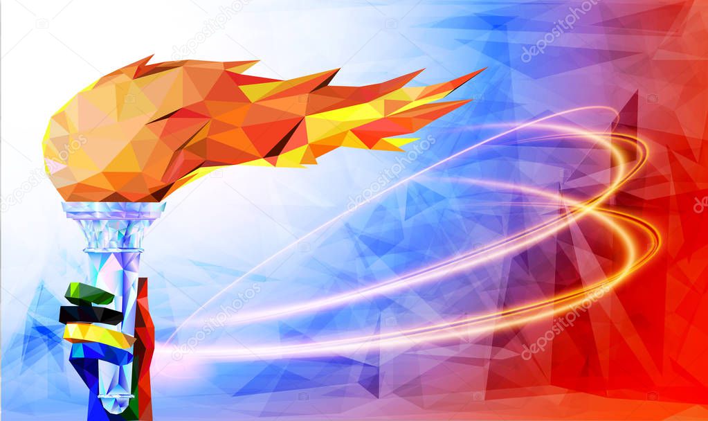 Torch, Flame. football 2018 world championship cup background soccer. FIFA World Cup Russia 2018 Vector illustration.