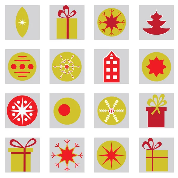 Set von flachen Weihnachtssymbolen. — Stockvektor