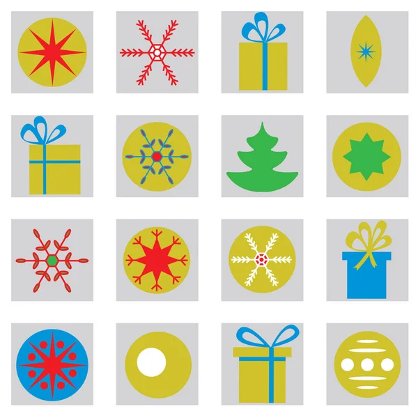 Conjunto de iconos de Navidad planos . — Archivo Imágenes Vectoriales