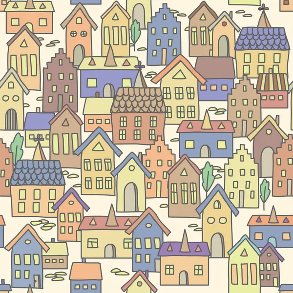 Wzór tła z europejskich domów w Blade kolory. — Wektor stockowy