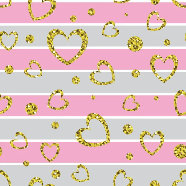 Seamless golden hearts pattern. — Stock Vector