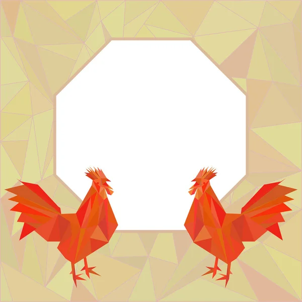 Coq de feu rouge vectoriel dans un style poly bas . — Image vectorielle