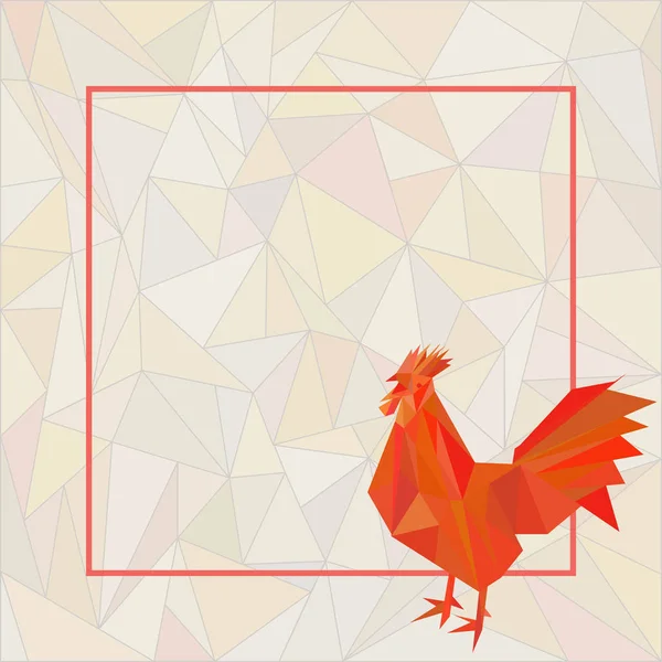 Coq de feu rouge vectoriel dans un style poly bas . — Image vectorielle