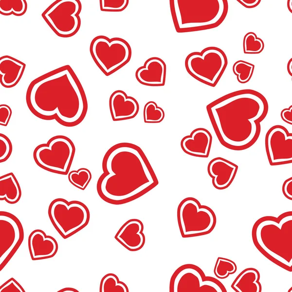 Fondo de patrón sin costuras con corazones brillantes dibujados a mano . — Vector de stock