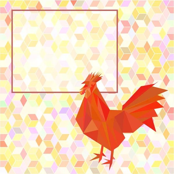 Coq de feu rouge dans un style poly bas . — Image vectorielle