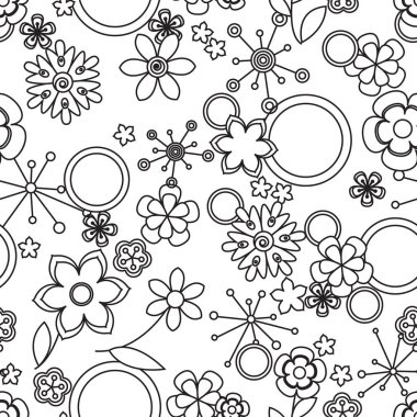 Seamless modeli siyah beyaz çiçeklerden yapılmış.