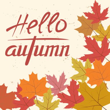 Renkli sonbahar yaprakları ile kart şablonu. 