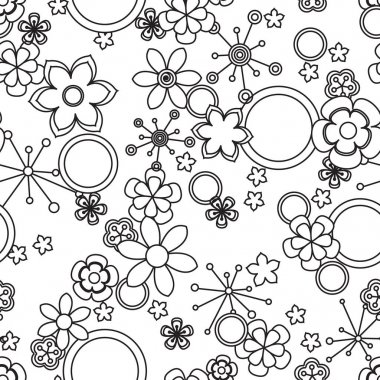 Seamless modeli siyah beyaz çiçeklerden yapılmış.