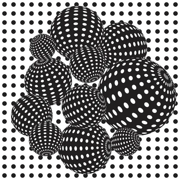 Abstract background with black and white spheres. — Stock Vector