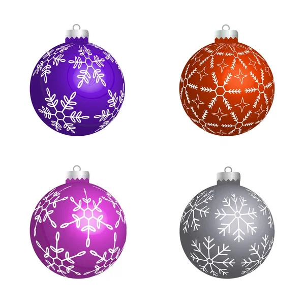 Ensemble de quatre boules de Noël isolées . — Image vectorielle