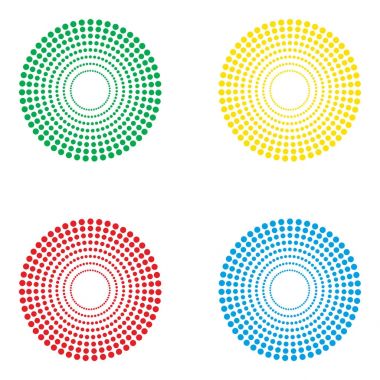 Dört soyut küreler kümesi.