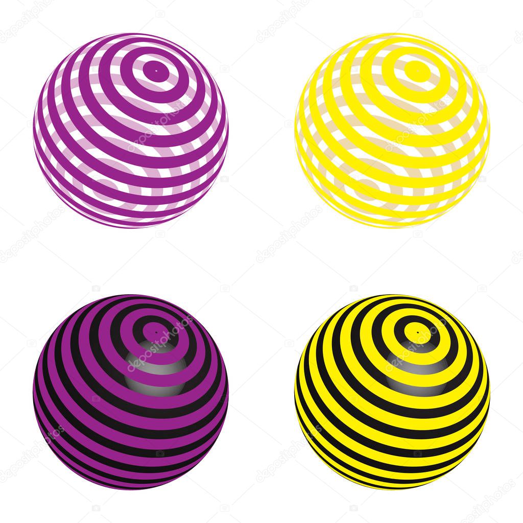 Set of four abstract spheres.
