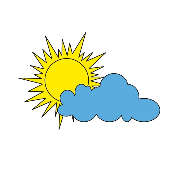 태양과 구름의 그림. — 스톡 벡터