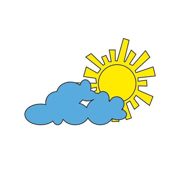 태양과 구름의 그림. — 스톡 벡터