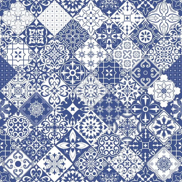 Motif carrelage ensemble bleu — Image vectorielle
