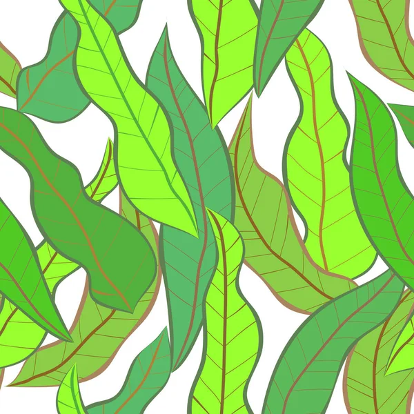 Бесшовные Плитки Фон Зелеными Листьями — стоковый вектор