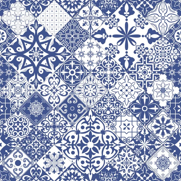 Fond Carreaux Sans Couture Dans Style Portugais Motif Mosaïque Pour — Image vectorielle