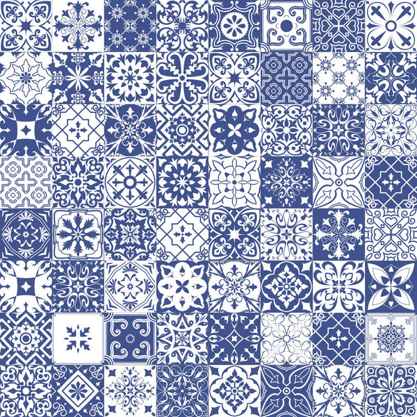 Big set of tiles in portuguese, spanish, italian style. For wallpaper, backgrounds, decoration for your design, ceramic, page fill and more.