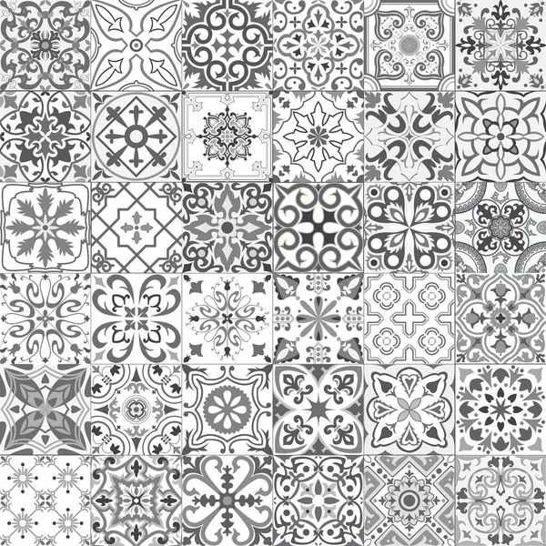 Big Set Tiles Portuguese Spanish Italian Style Wallpaper Backgrounds Decoration Royalty Free Stock Illustrations