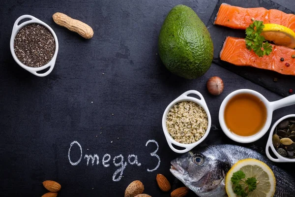 Food rich in omega 3 and vitamin D — Stock Photo, Image