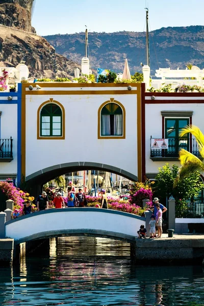 Colorido Puerto Con Palmeras Puerto Mogan Isla Gran Canaria — Foto de Stock