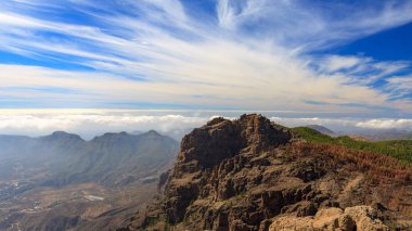 Gran Canaria ada volkanik dağların manzara.