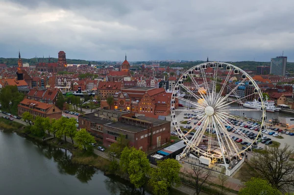 Aerial View Old Town Gdansk Evening — Stock Photo, Image