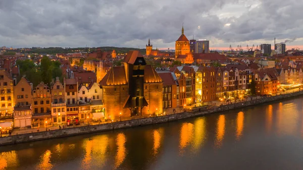 Aerial View Old Town Gdansk Evening — Stock Photo, Image