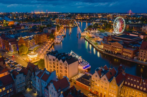 Aerial View Old Town Gdansk Evening — Stock Photo, Image