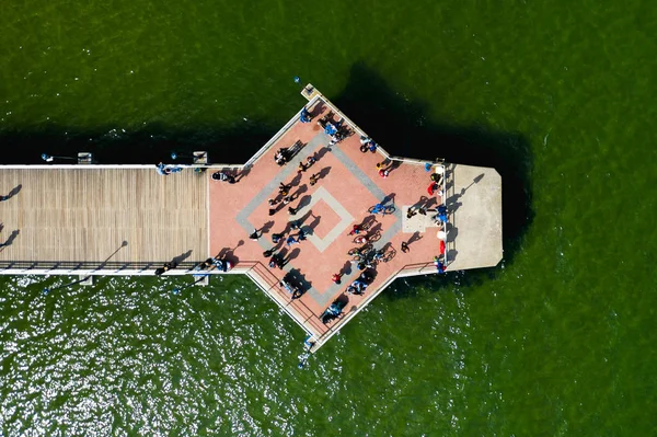 Vista Aérea Cais Brzezno Gdansk — Fotografia de Stock