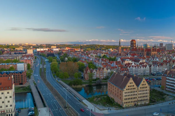 Luchtfoto Naar Oude Stad Gdansk — Stockfoto