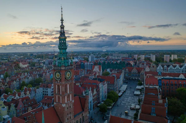 Widok Lotu Ptaka Stare Miasto Gdańsku — Zdjęcie stockowe