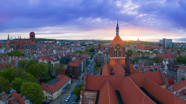 Aerial View Roof Church Part Old Town Gdansk — Stock Photo, Image