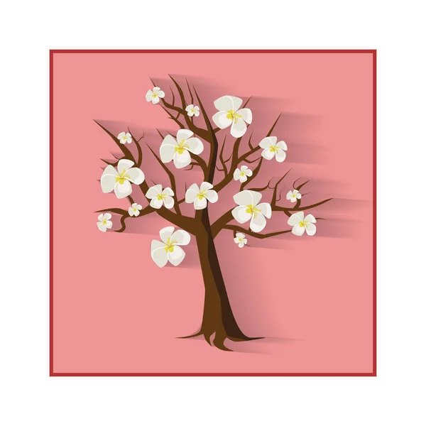 Blühender Kirschbaum mit eigenem Schatten — Stockvektor