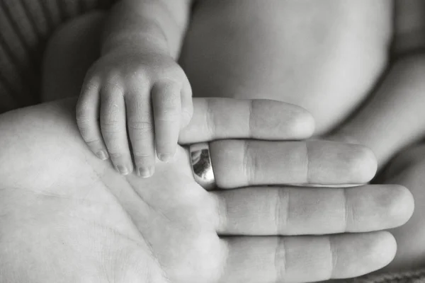 Tangan yang baru lahir di tangan Ibu — Stok Foto
