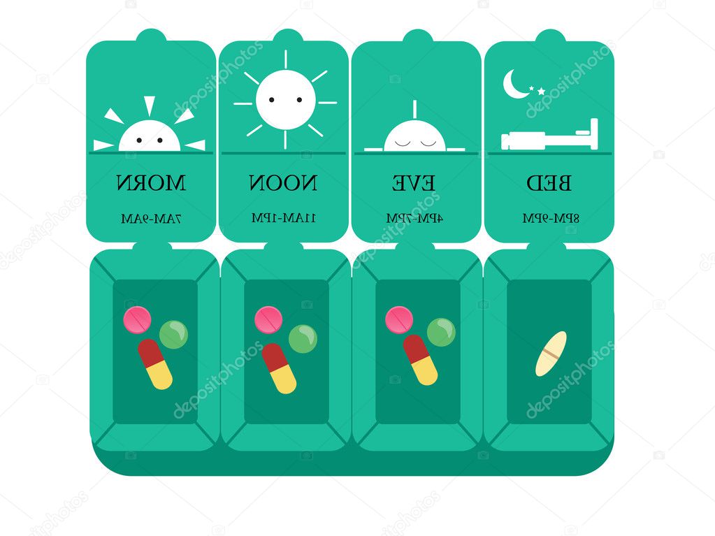 A box of medicine,vector illustration,flat design,Daily drug medicine organizer ,Storage of medicine