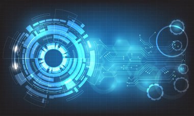 Çember yüksek teknoloji soyut arka plan vektörü, çeşitli teknolojik elementlere sahip dijital iş.