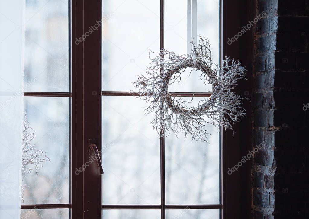 Christmas decoration on the window pane