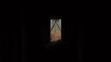 Güneş doğarken Tunnel.Golden güneş ışığı sonu. Harika tünelin ucu doğarken.