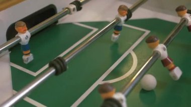 Tablo futbol maçı. Yatay clise-up yan fotoğraf. Hedef