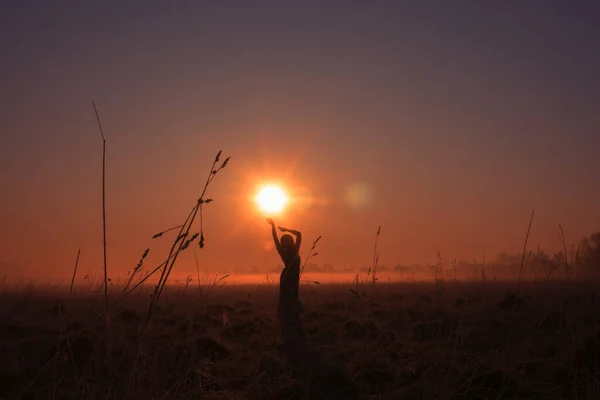 Desert in Egypt. Girl in egypt style clothes. Sunset.