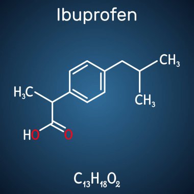Ibuprofen molekülü, steroidal olmayan bir anti-inflamatuar ilaçtır.