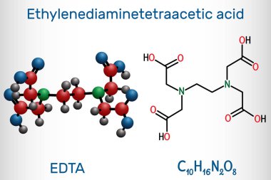 Etilenediaminetraasetik asit, ödetik asit, Edta molekülü. Bu bir kurşun chelator ve pıhtılaşma önleyici. Yapısal kimyasal formül ve molekül modeli