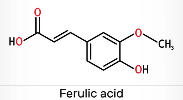 Ferulik asit, kozalaklı asit, C10h10o4 molekülü. Bu bir fenolik asit, bir antioksidan, bir antiinflamatuar ajan, bir apoptozis inhibitörü, bir kardioprotatif etken. İskelet kimyasal formülü