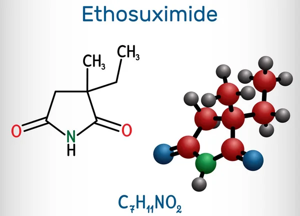 Ethosuximide โมเลก C7H11No2 นเป นสารต านอน สระท ประโยชน ในการร กษาอาการช — ภาพเวกเตอร์สต็อก